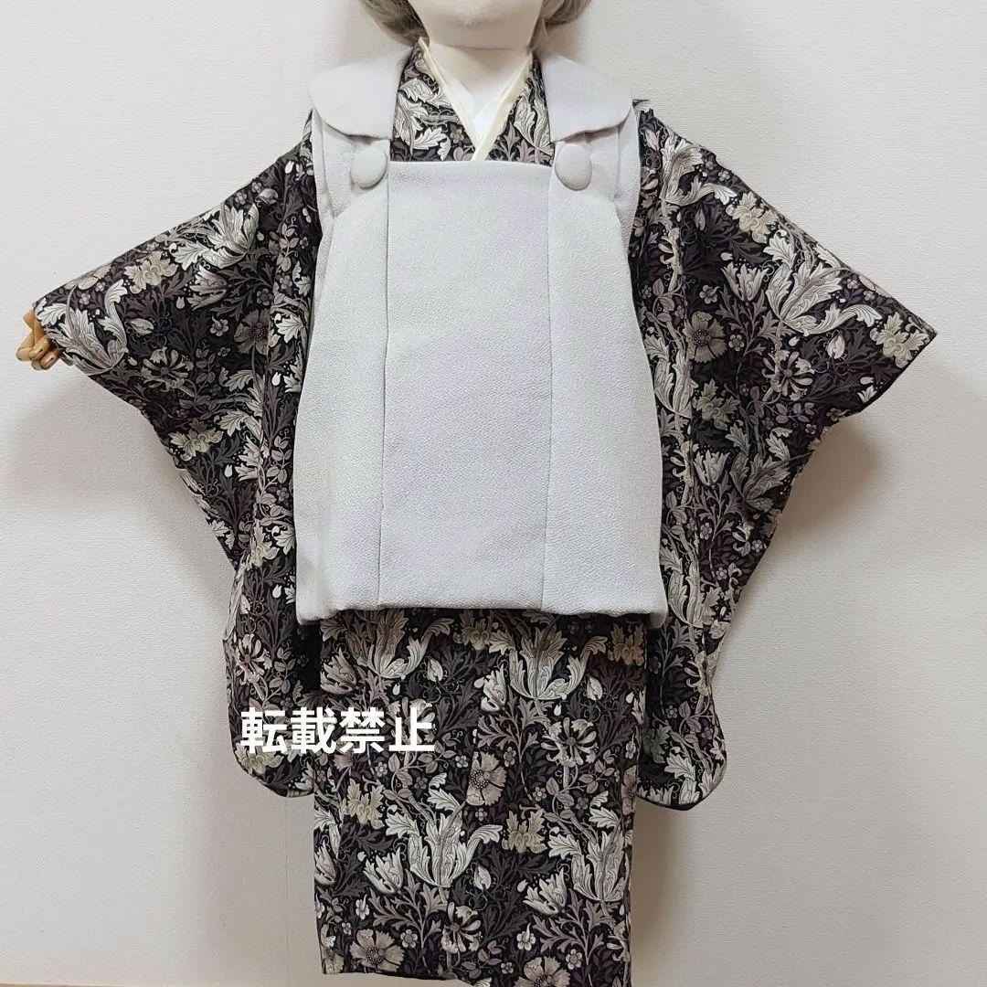 ３歳　ウィリアモリス　コンプトン着物とライトグレーちりめん被布セット　七五三