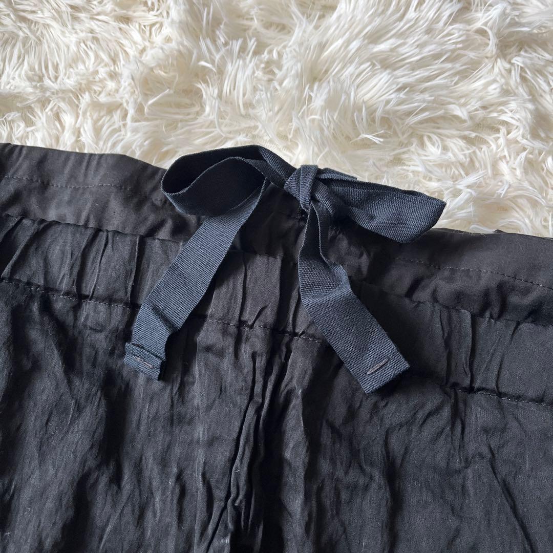 ダメージありPRADA プラダ タイトスカート ブラック リボン シワ加工