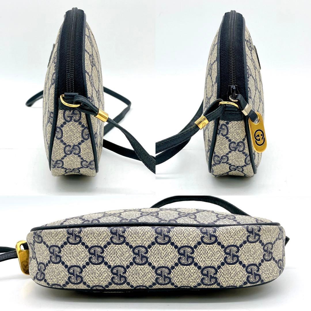 【GUCCI】ショルダーバッグ　GGスプリーム　ネイビー　ポシェット.