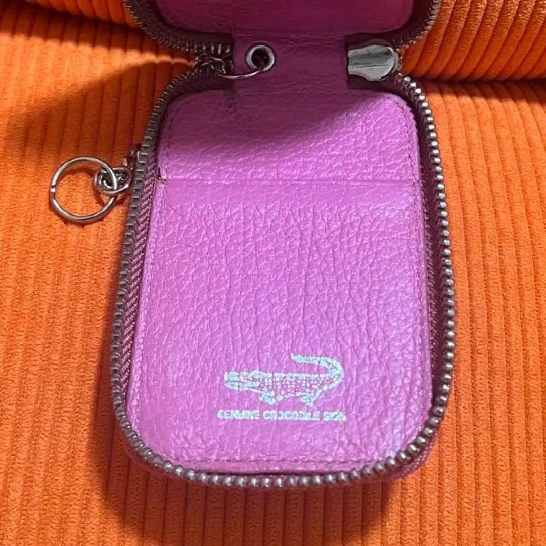 【激レア】三京商会 ピンクレザー クロコダイル型押し キーケース