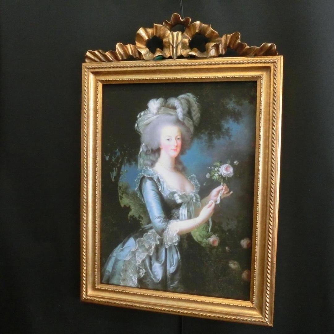 ロココ調　アンティークゴールドフレーム　マリーアントワネット　額絵　103