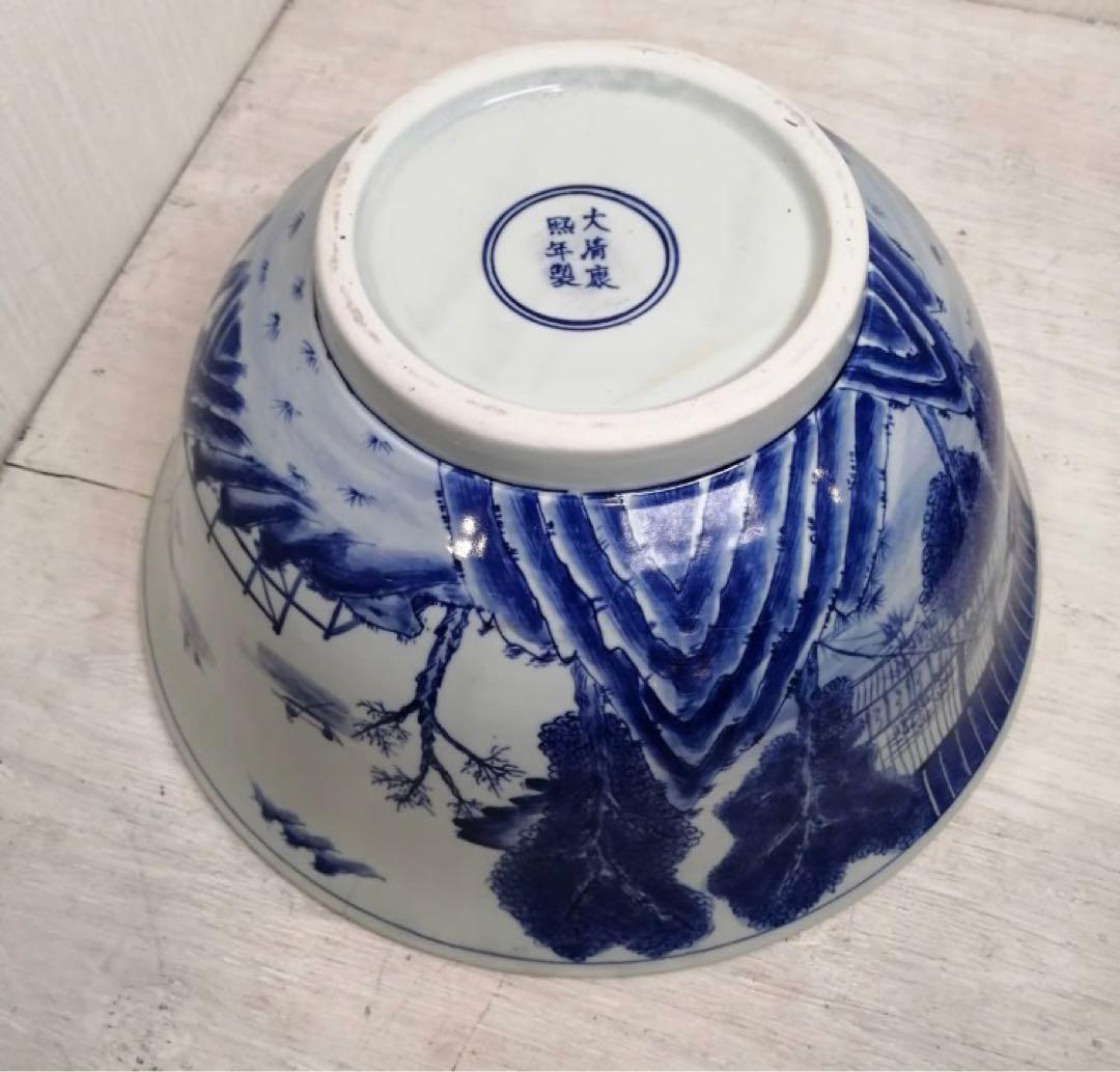 古美術 大清康熙年製 在銘 染付唐草紋 中國　骨董品　大鉢 壺 花瓶 希少