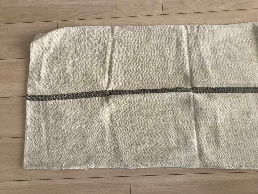 アンティーク　リネン　グレインサック　ホームスパン　イニシャル　グレー