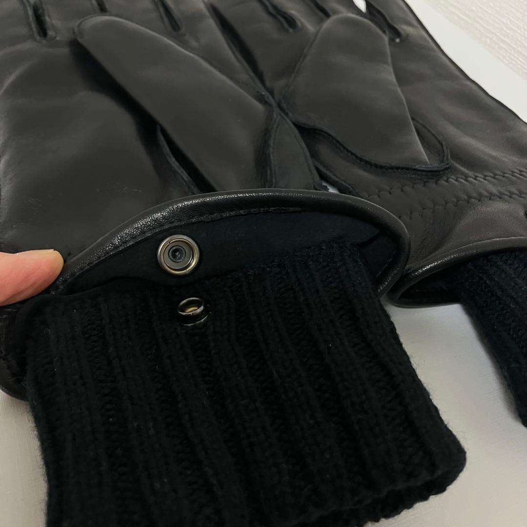 【タグ付き新品】COACH コーチ 羊革メンズ レザー手袋 カシミヤ混 黒