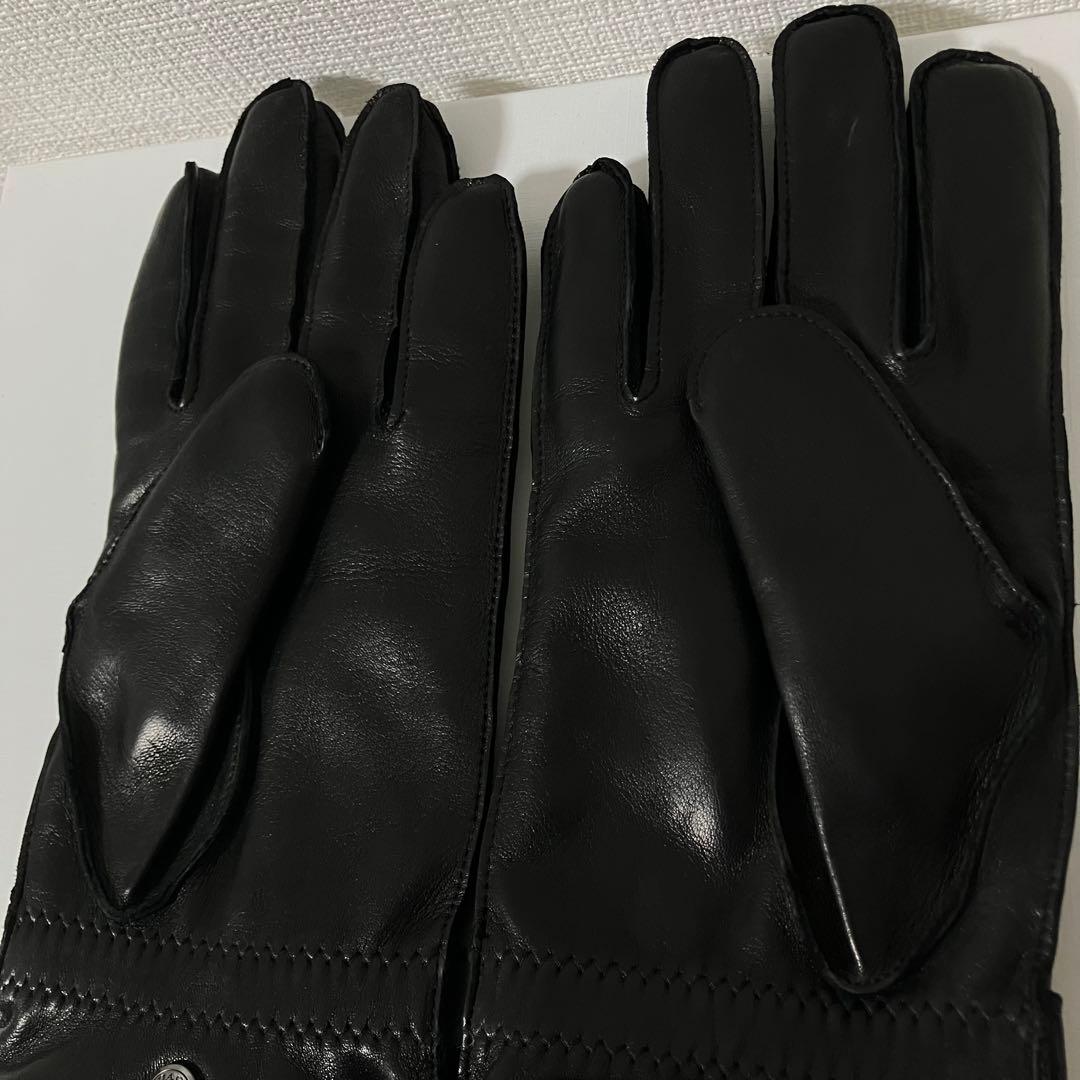 【タグ付き新品】COACH コーチ 羊革メンズ レザー手袋 カシミヤ混 黒