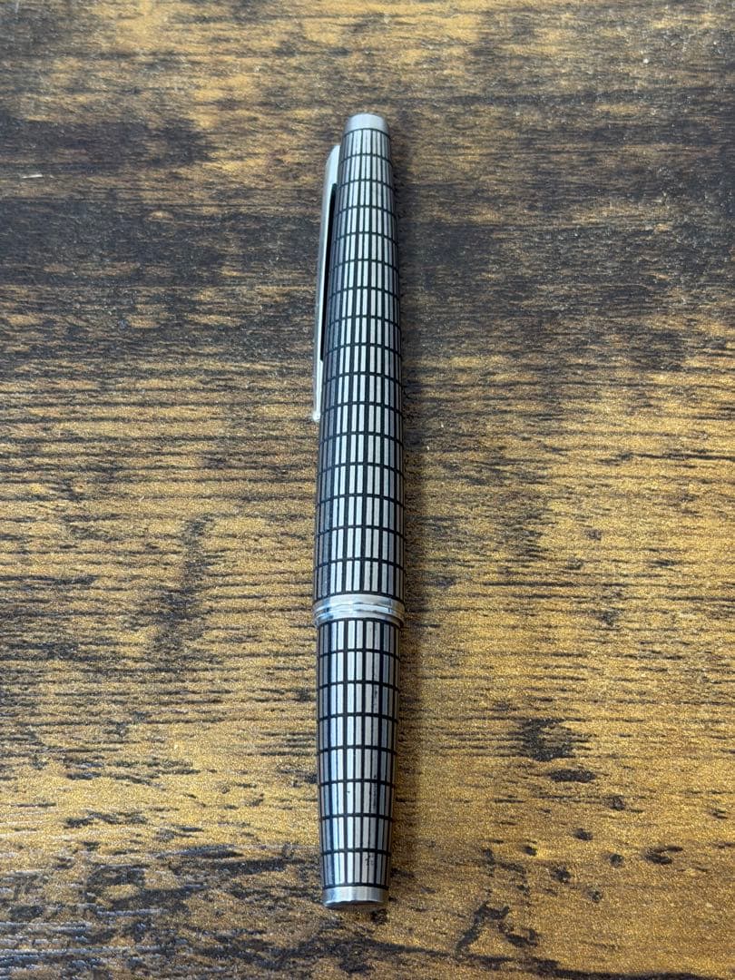 1979年製　18金　全蝕刻　格子　パイロット　エリート　万年筆　細字