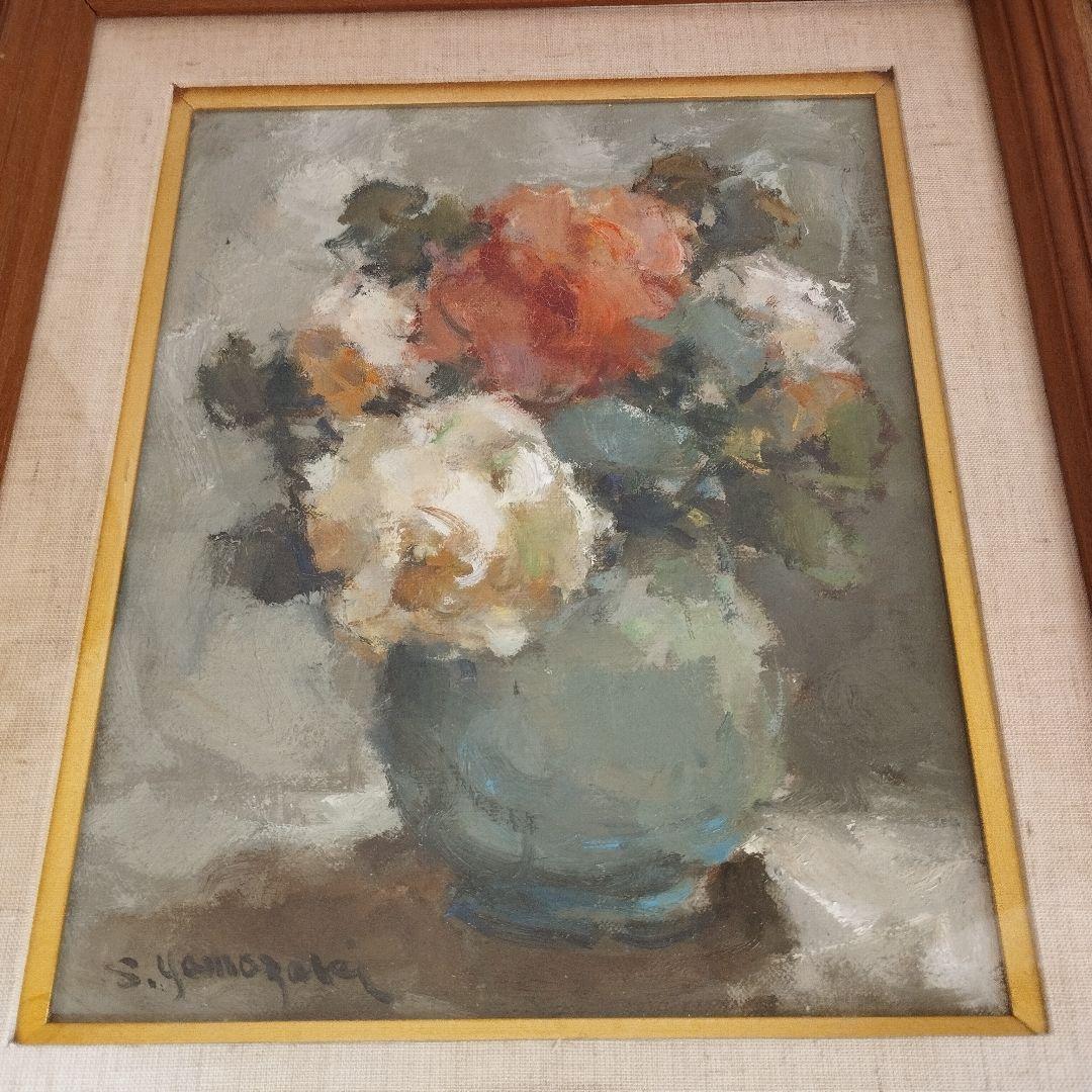 山崎 翠祥「薔薇一九七九」油絵・F3号　「一枚の繪」人気画家　薔薇の名手