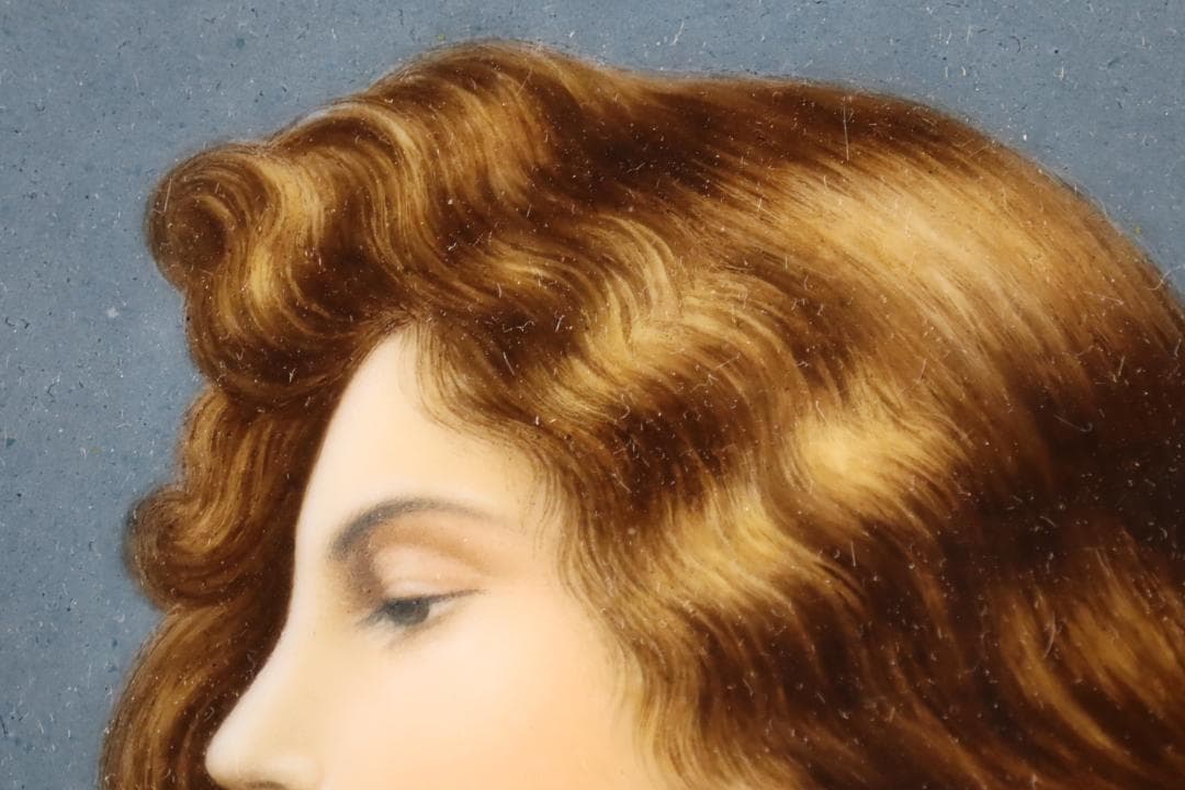 西洋美術 19世紀 KPM 美人像 手描陶板画 ベルリン王立磁器製陶所