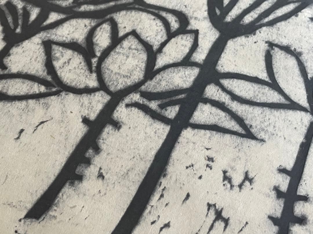 版画家　画家　棟方志功　白蓮の柵　善知鳥板画巻　額入