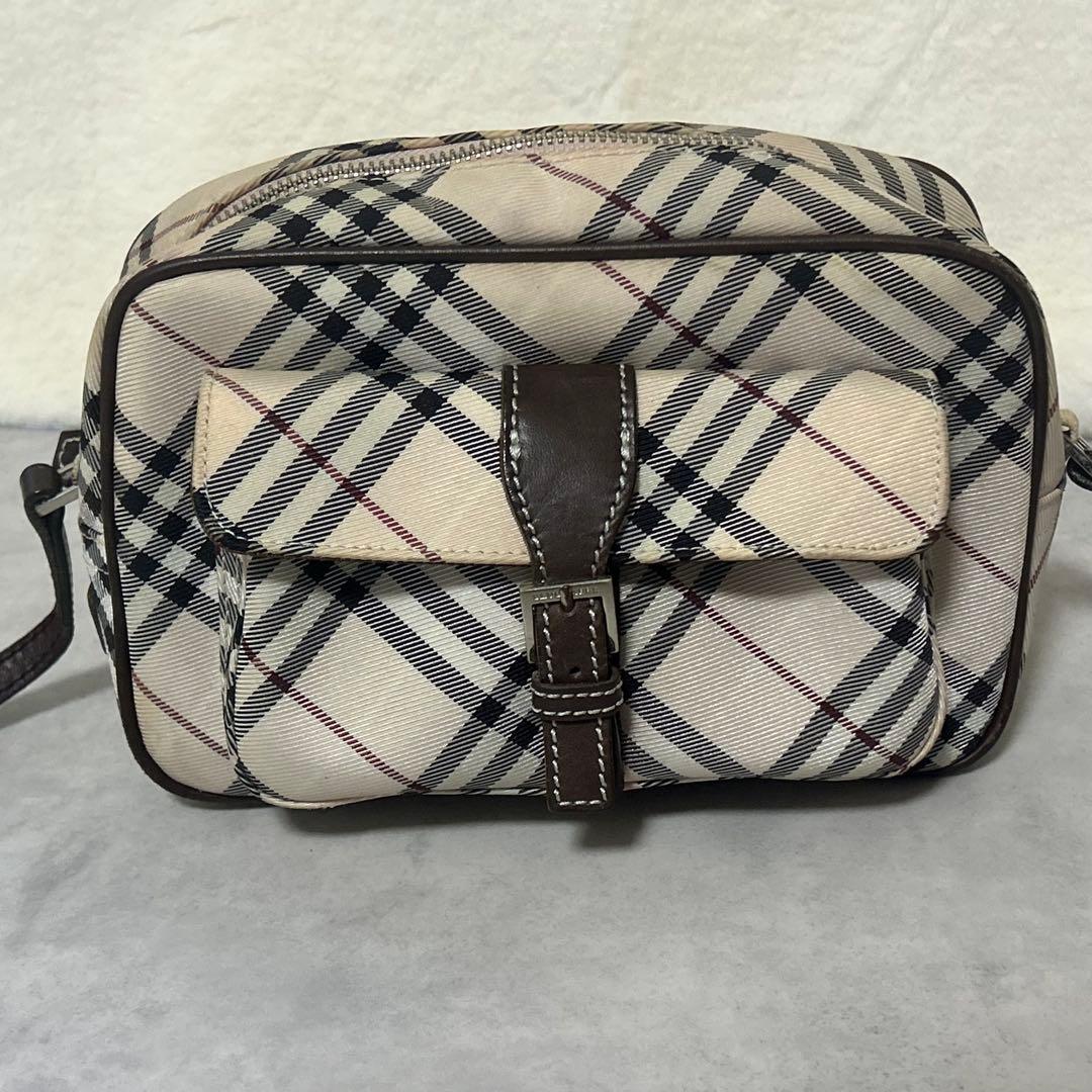 バーバリーブルーレーベル ショルダーバッグ ノバチェック ベルト ベージュ