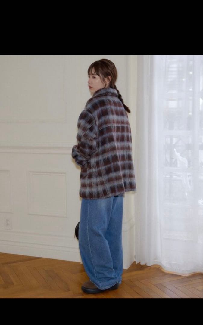 新品未使用DISCOAT 【umm./特別感ある一着】チェックシャギーコート