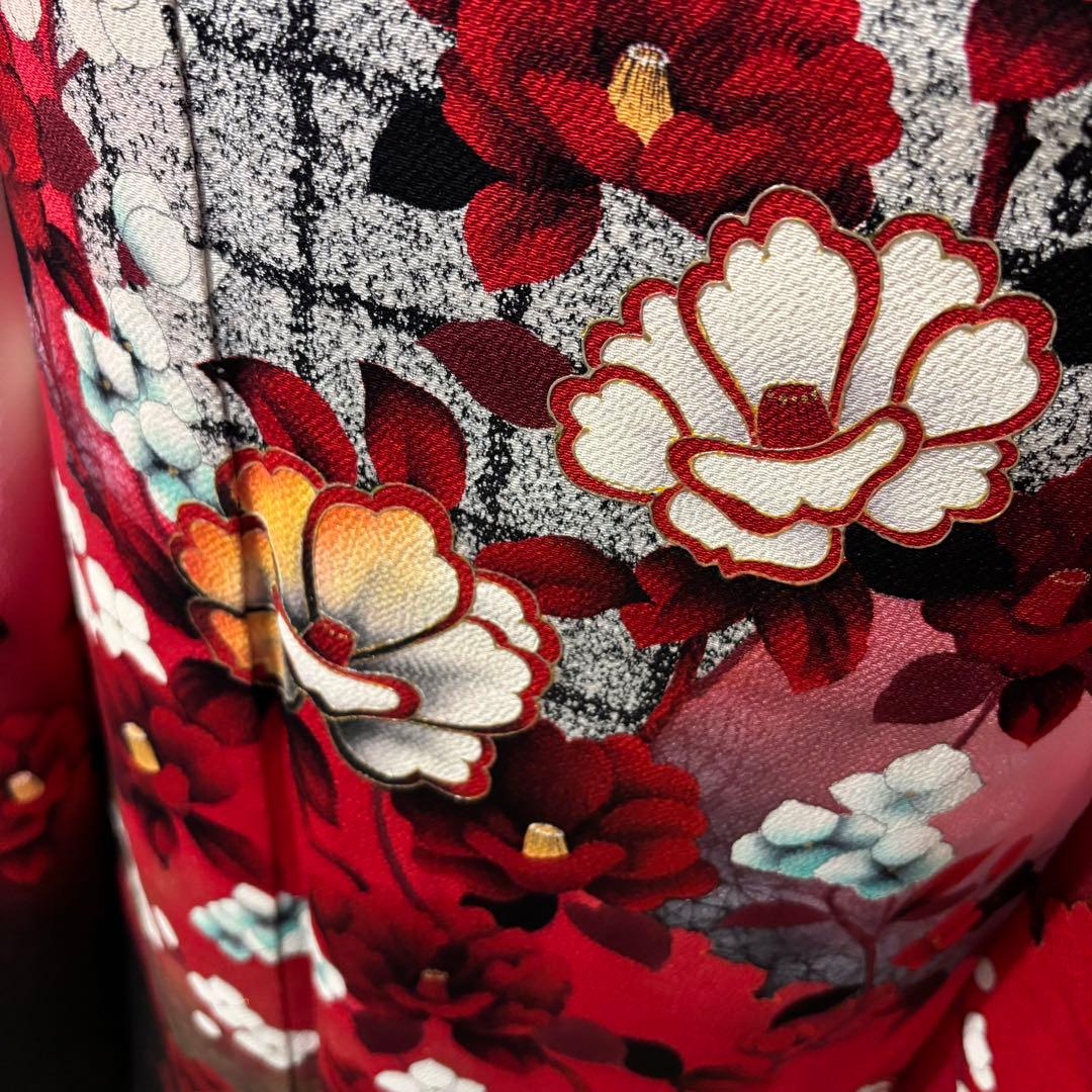 美品　染分け　花模様　金彩　牡丹　逸品　振袖　フルセット 振り袖