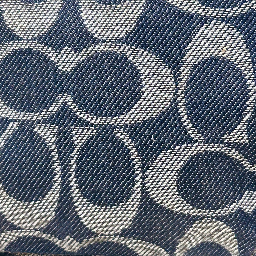 極美品 コーチ ワンショルダー バッグ シグネチャー デニム レザー ネイビー