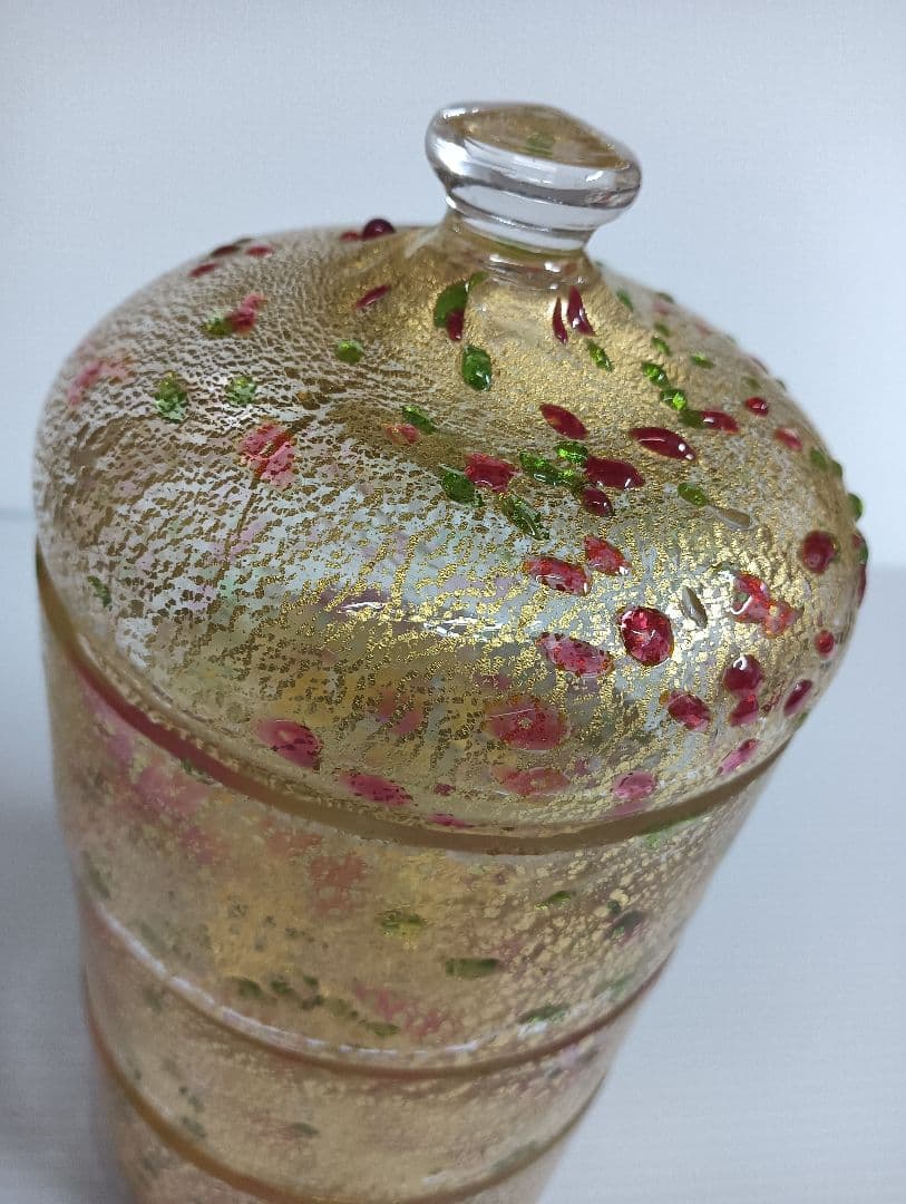 希少　琉球ガラス　金箔 3段キャニスター