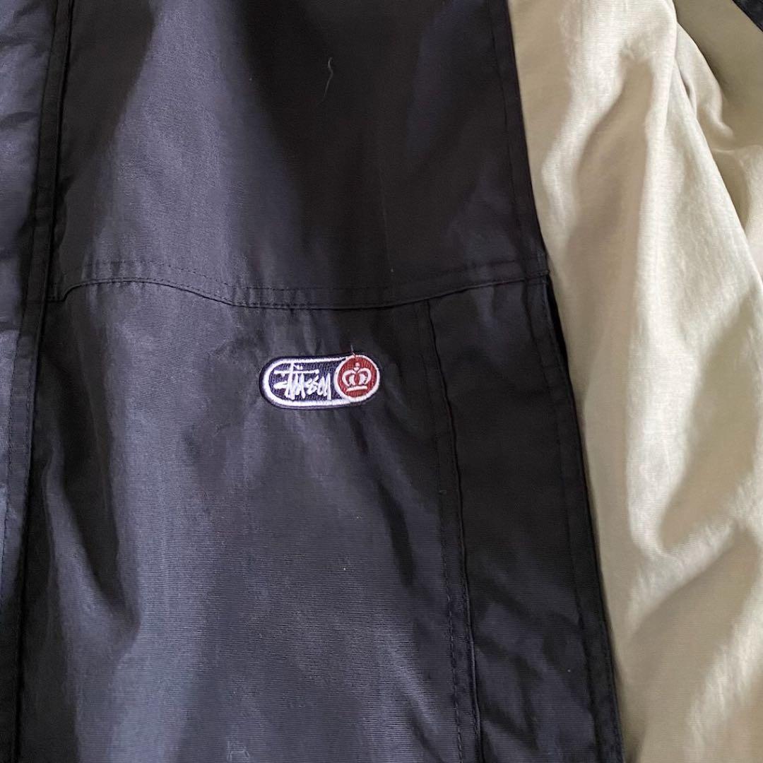 old stussy 紺タグ　中綿パデットジャケット　刺繍ロゴ　ブラック　XL