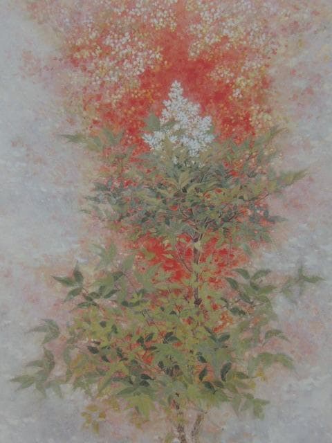 藤井範子、【春（なんてん）】、希少な額装用画集より、新品額装付、状態良好