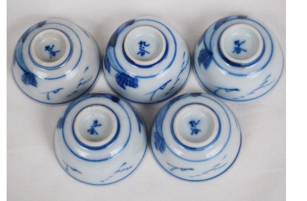 送料無料　明治～大正期　細密絵九谷焼煎茶碗5客　本金使用 完品無傷