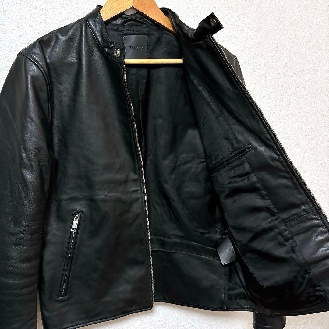 【美品】Theoryセオリー シングルレザーライダースジャケット 牛革カウレザー