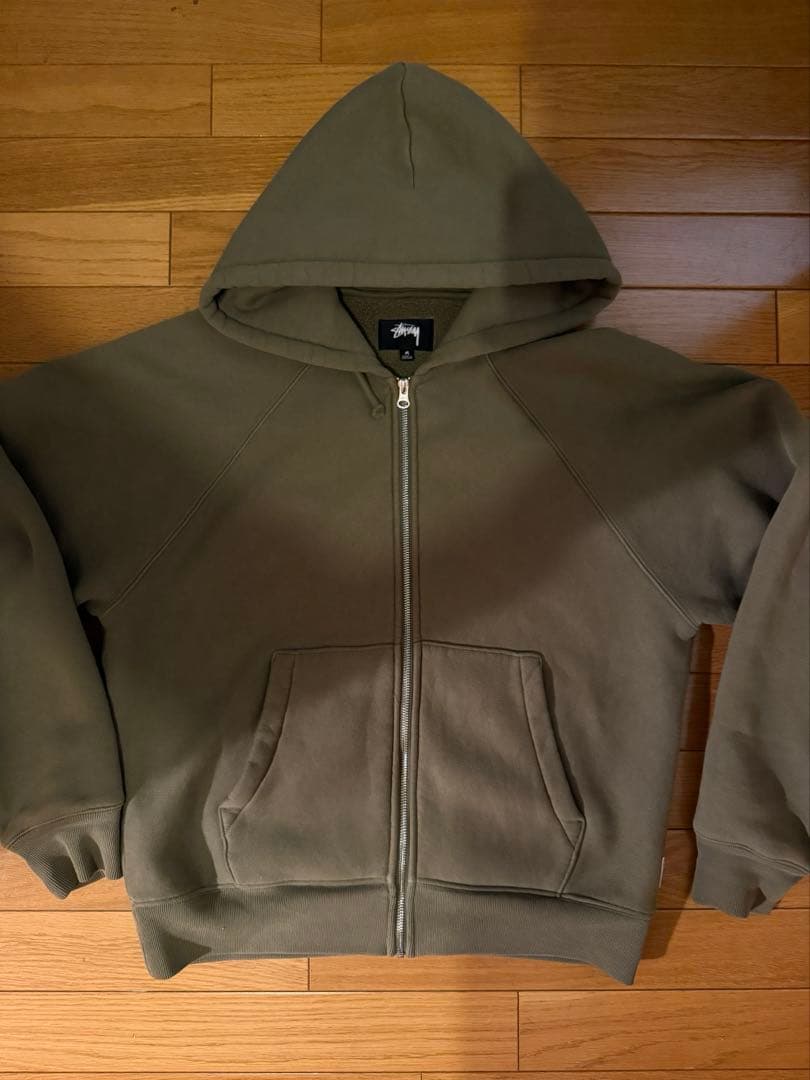 トップス stussy RAGLAN ZIP HOODIE OLIVE 2024fw
