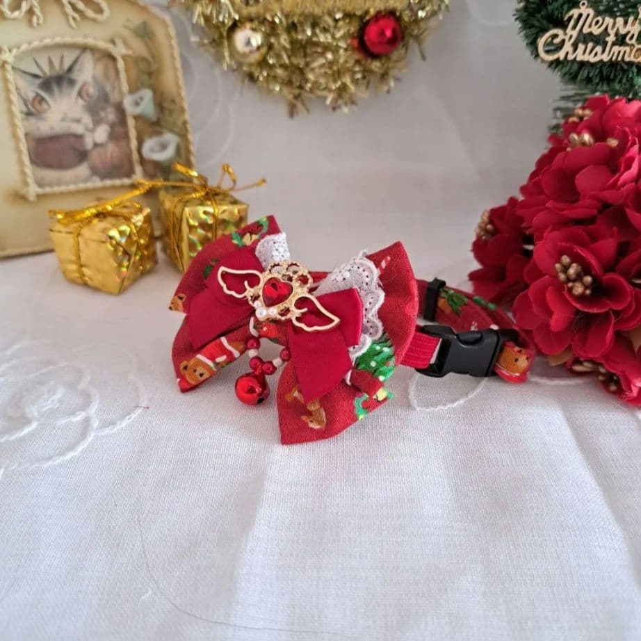 はる、クリスマスシリーズ(赤無地)わんちゃん猫ちゃん用首輪