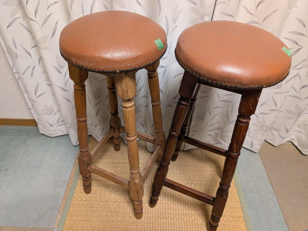 木製　スツール　カウンター チェア　2脚　イタリア風