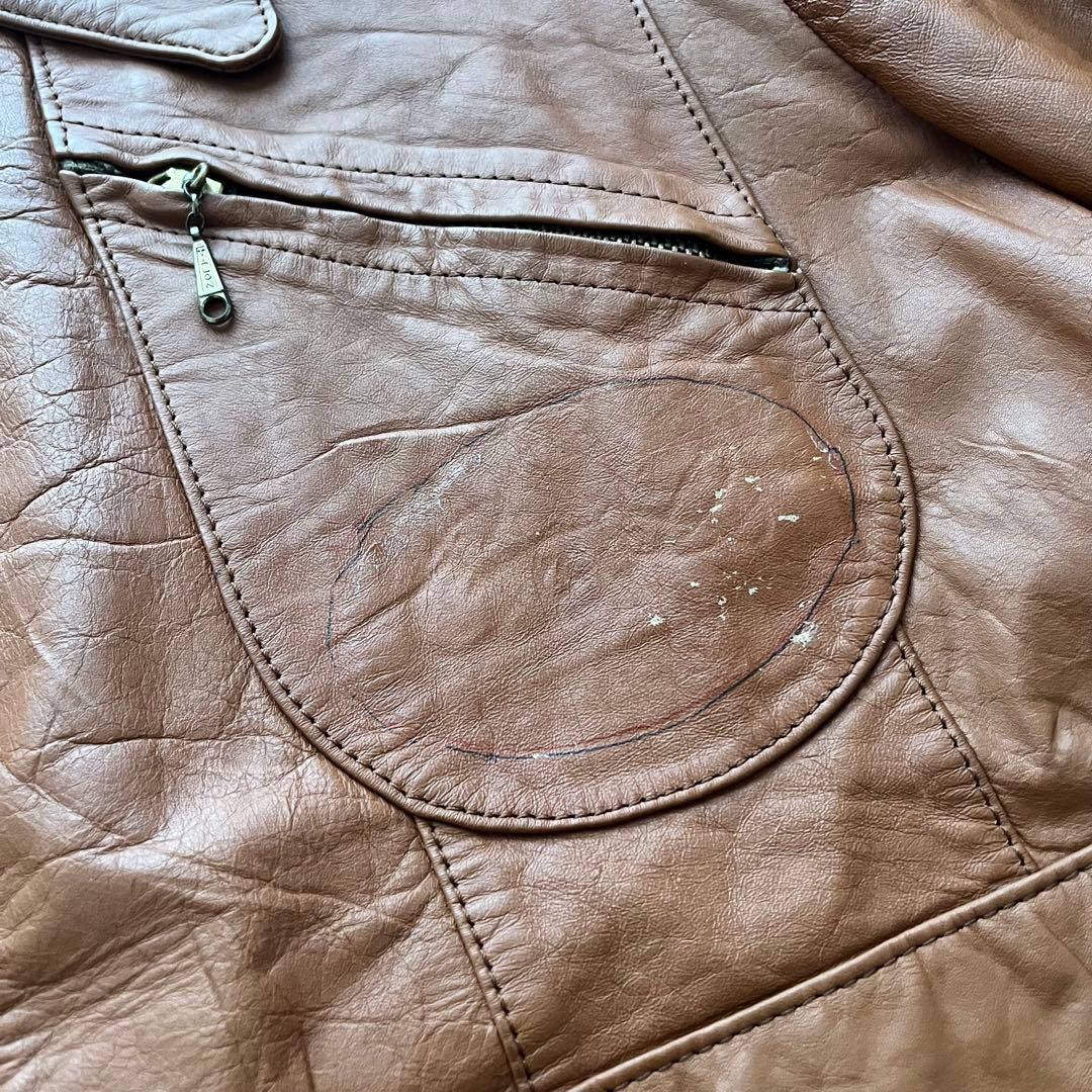 60s レザージャケット 茶 ブラウン 44 USA製 talon 本革