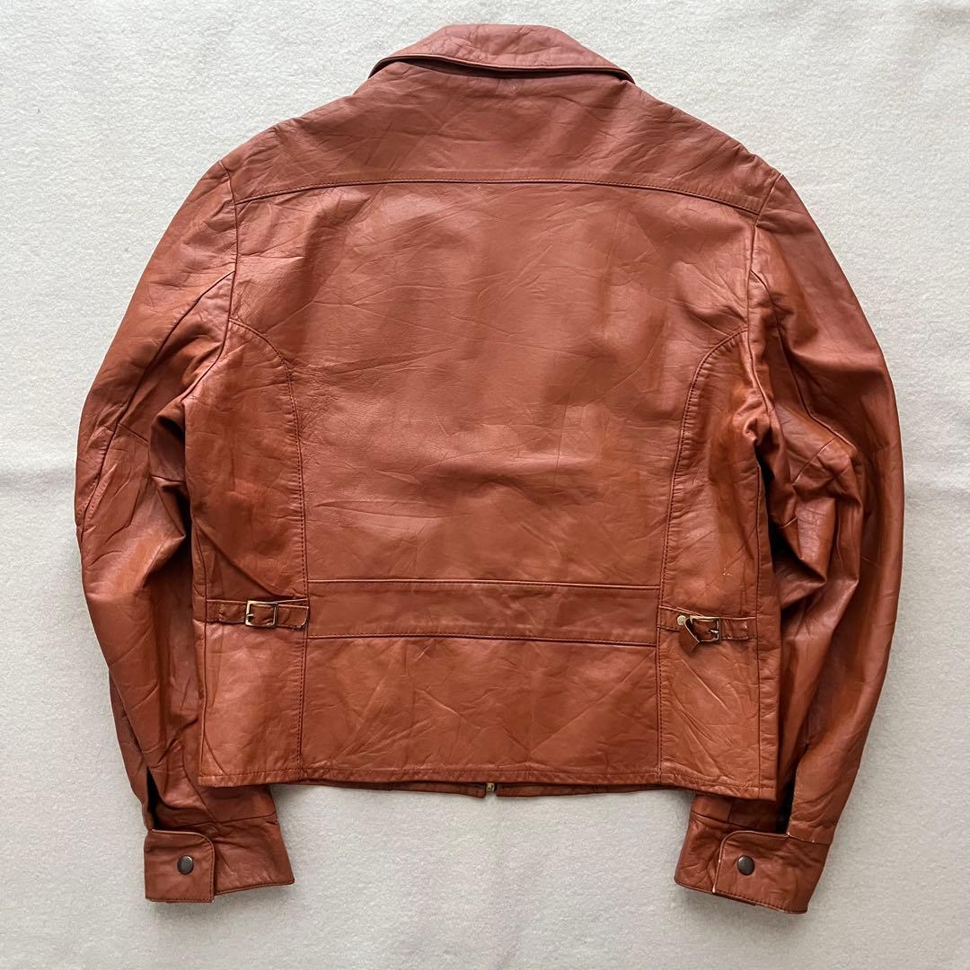 60s レザージャケット 茶 ブラウン 44 USA製 talon 本革