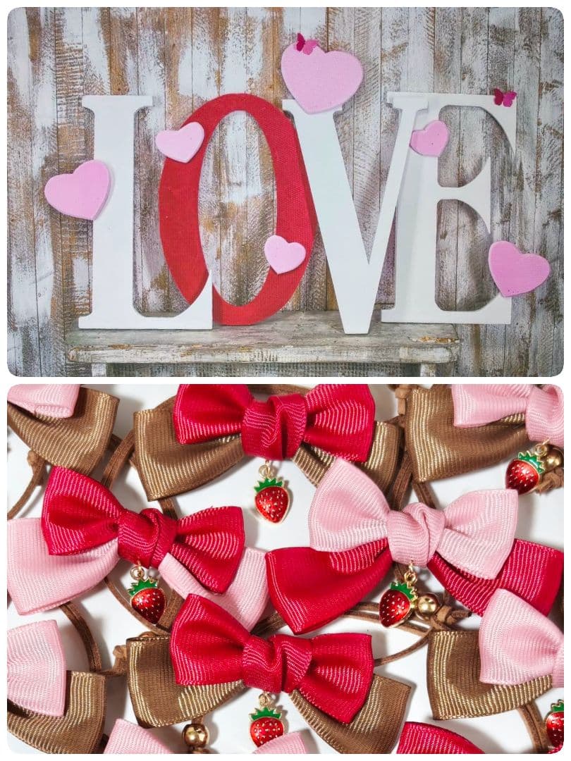 業務用ペットトリミングチョーカー70個　バレンタイン　苺チョコレート　春　リボン