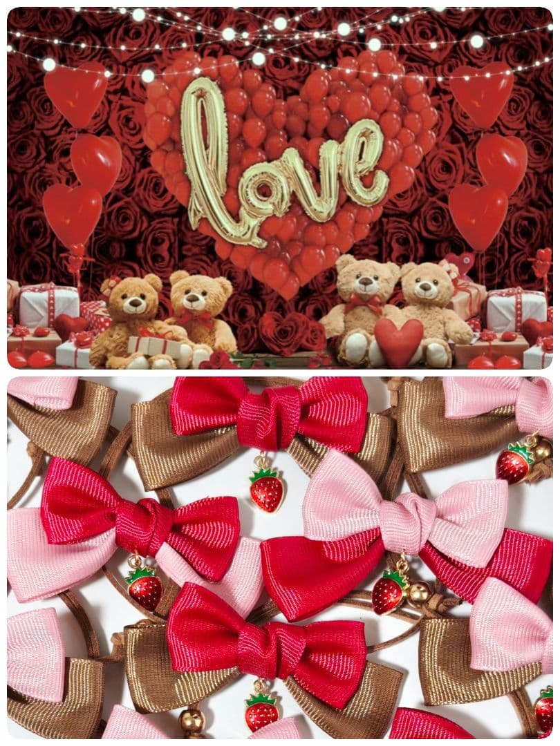 業務用ペットトリミングチョーカー70個　バレンタイン　苺チョコレート　春　リボン