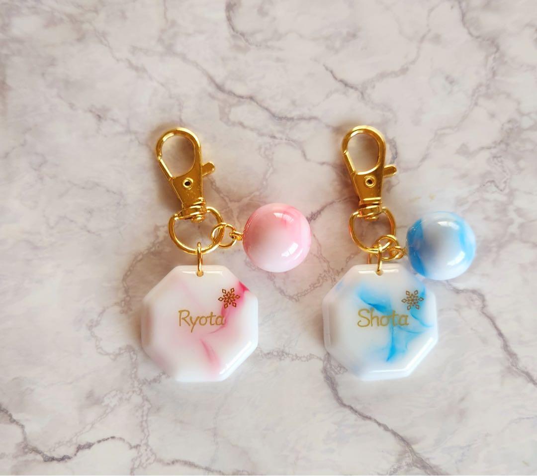 やまねこ断捨離中　Man イニシャル　フラワー　キーホルダー