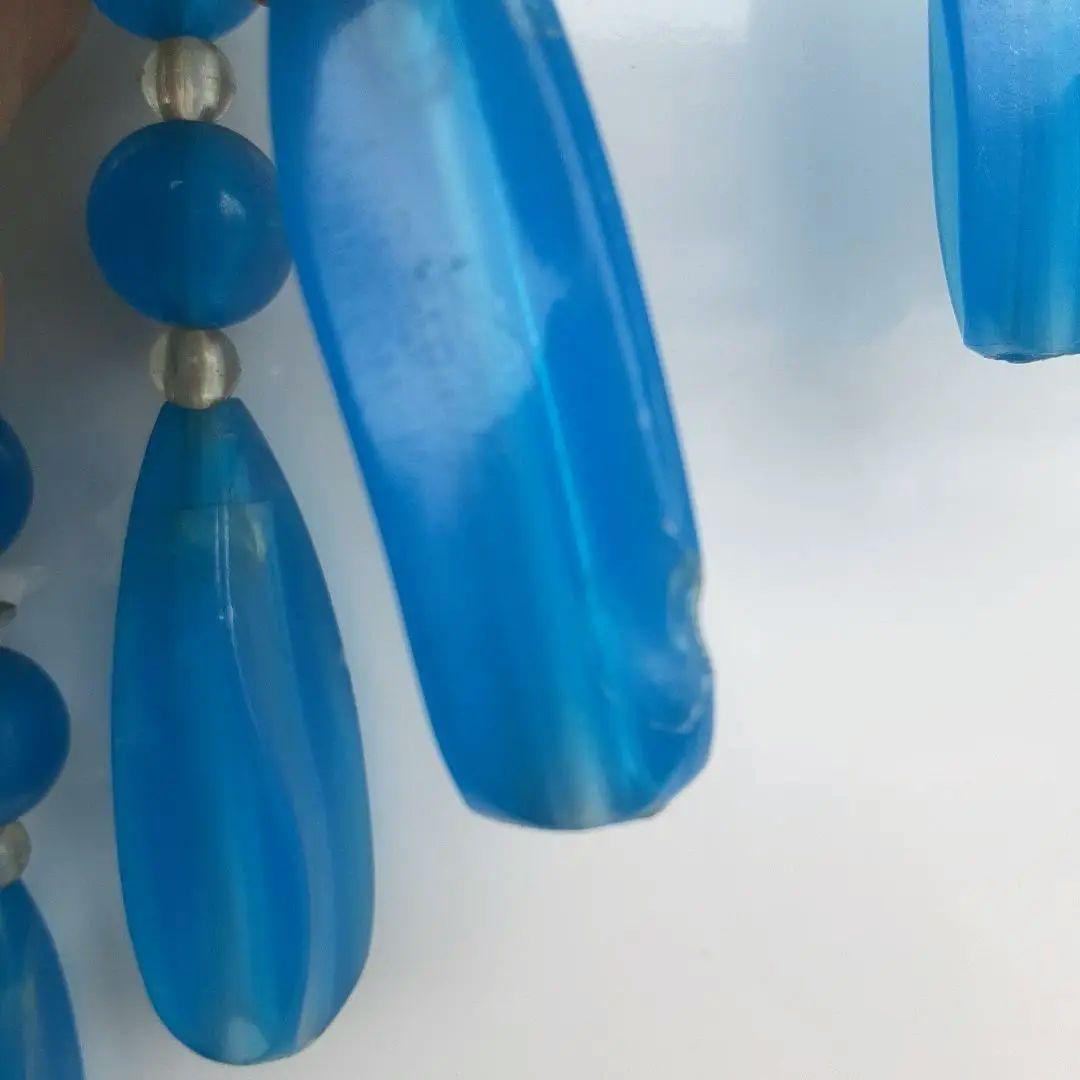 値下げ❗ ビーズ玉のれん クリア×ブルー 昭和レトロ