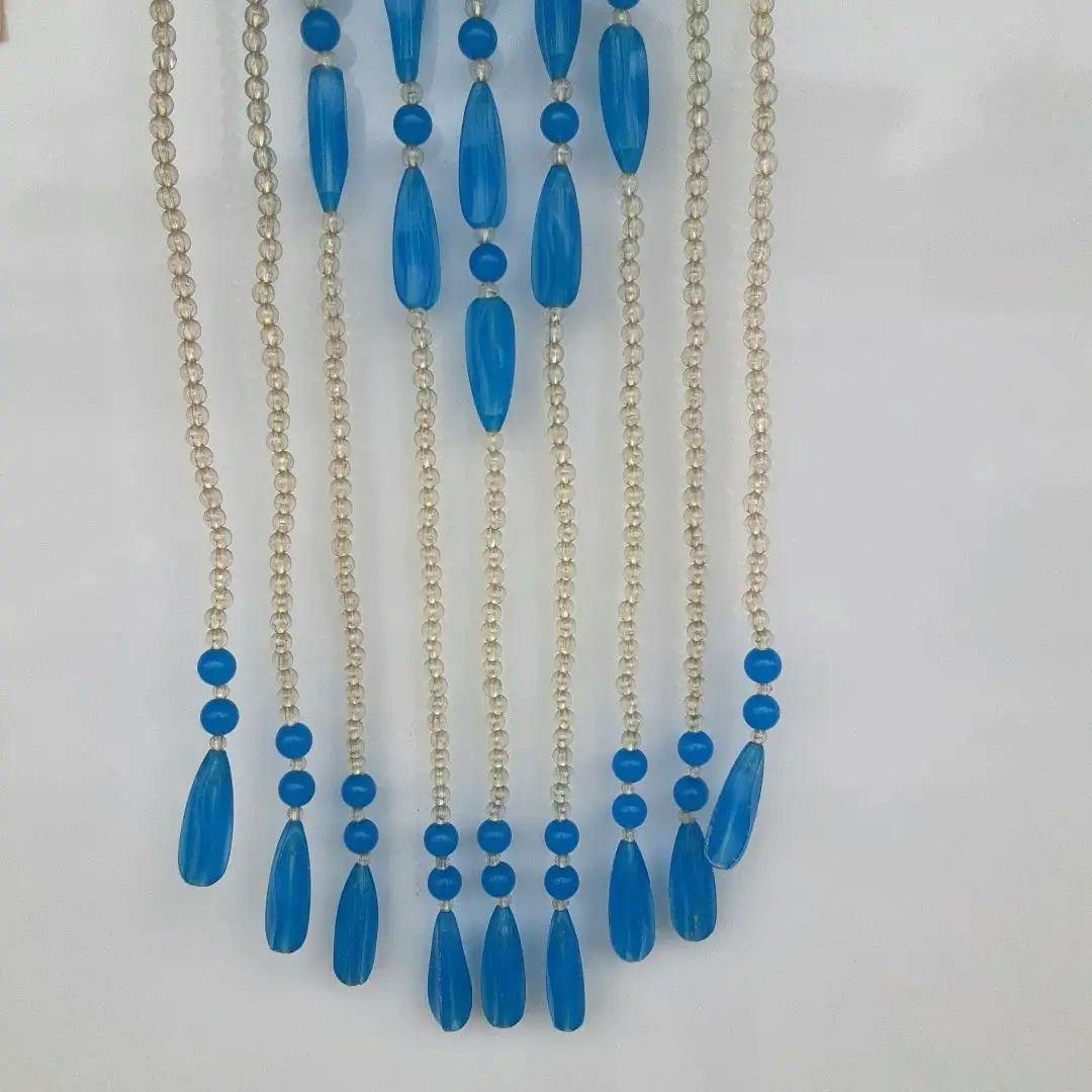 値下げ❗ ビーズ玉のれん クリア×ブルー 昭和レトロ