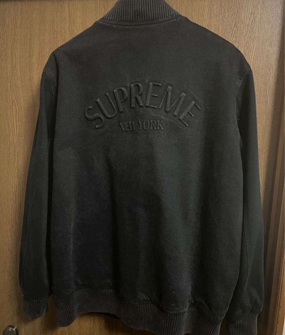 美品 Supreme Denim Twill Varsity Jacket L