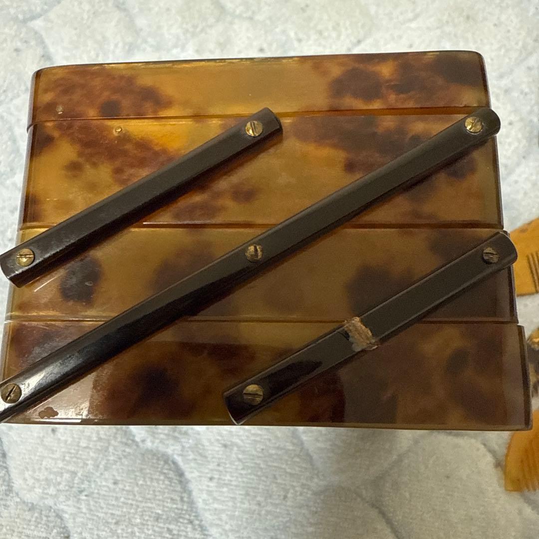 時代物　鼈甲三段箱　簪まとめ