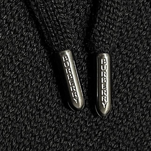 正規品 BURBERRY WOOL KNIT HOODIE L 黒ニットパーカー
