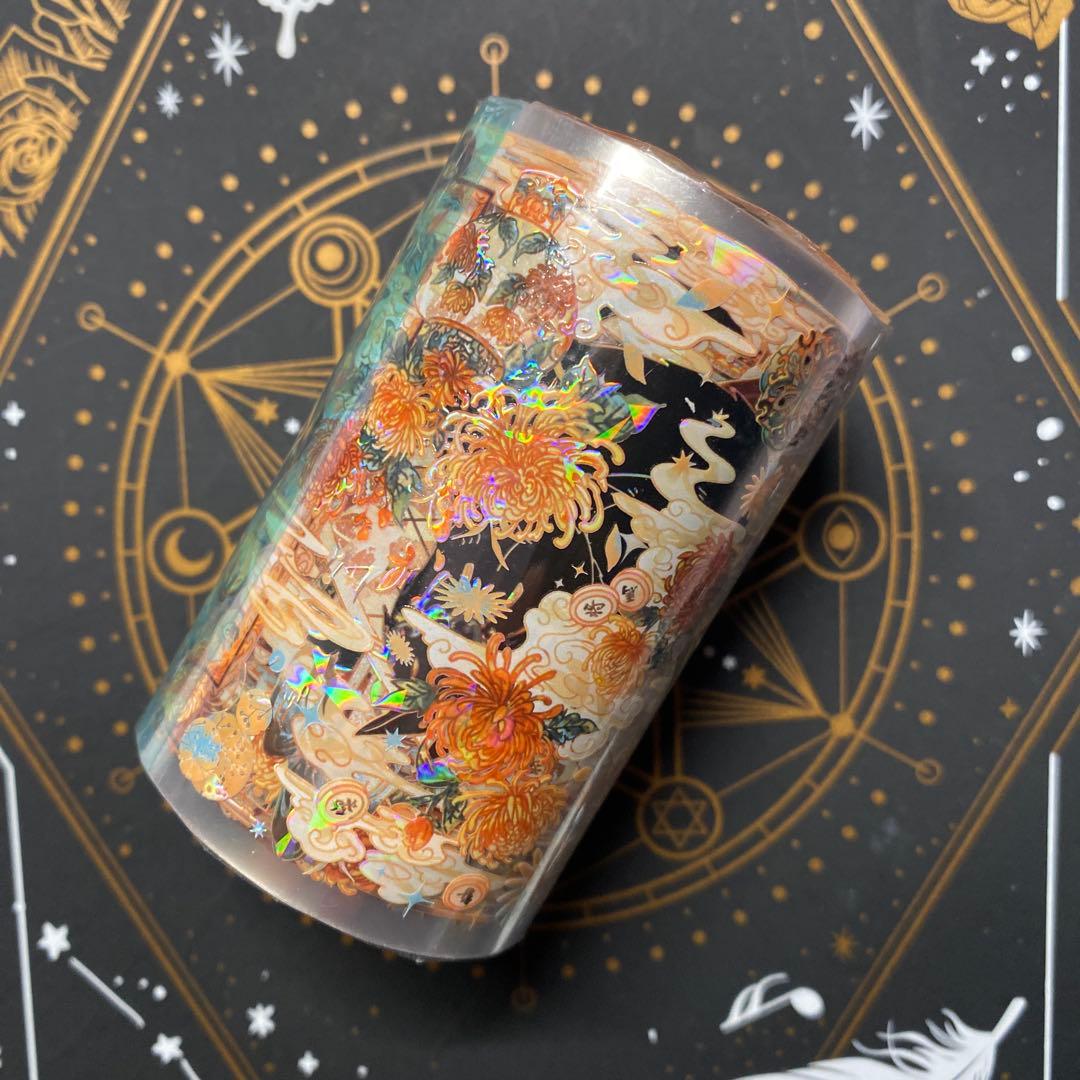 【F1】海外　10m巻　貝殻光マスキングテープ　背景系/装飾系/お花系