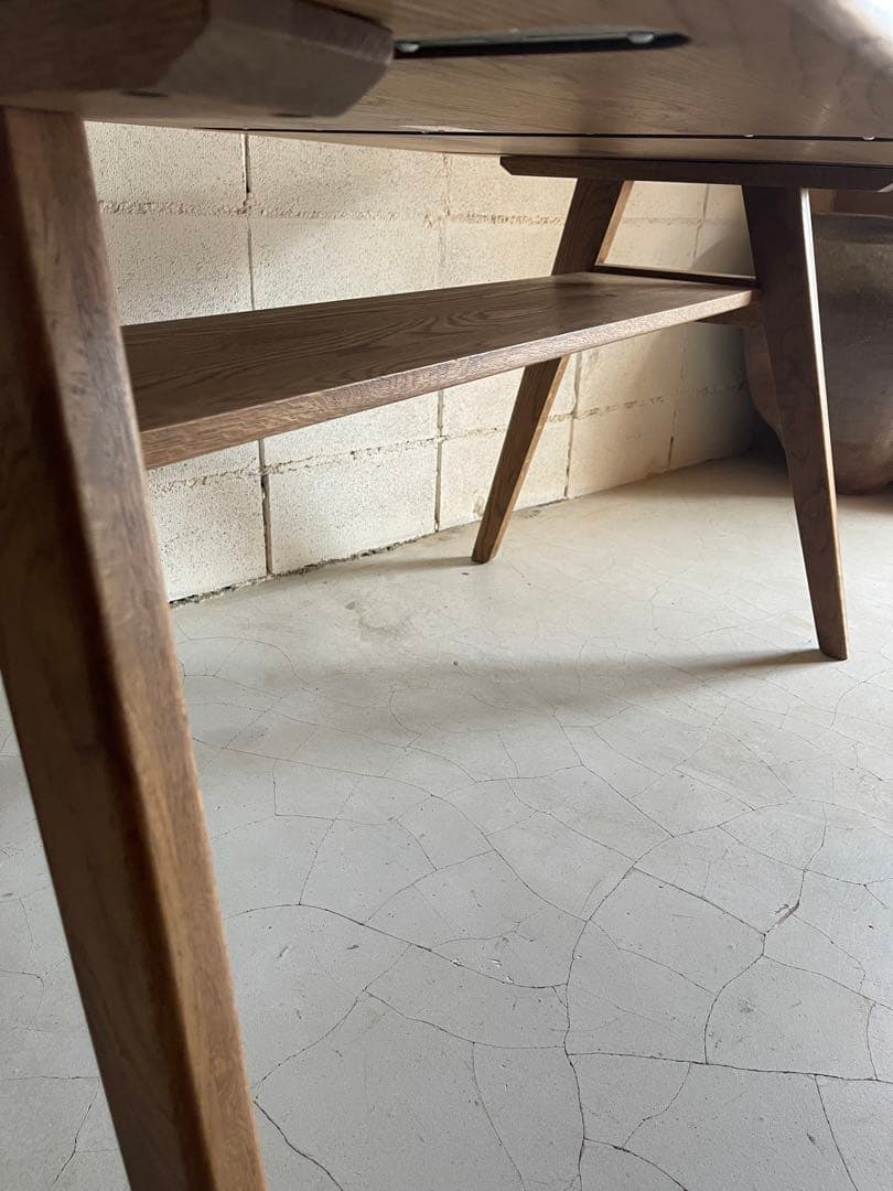 unico ADDAYウニコ アディ　ダイニングテーブル　オーク無垢材　棚板付