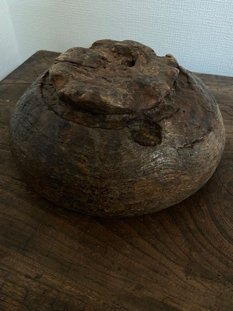 1930年代 古道具坂田 購入 アフリカ チーク削り出しハンドメイドボウル 祭器