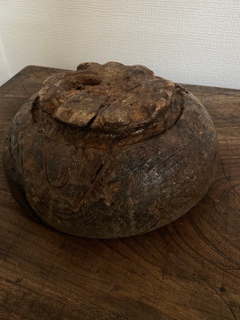 1930年代 古道具坂田 購入 アフリカ チーク削り出しハンドメイドボウル 祭器