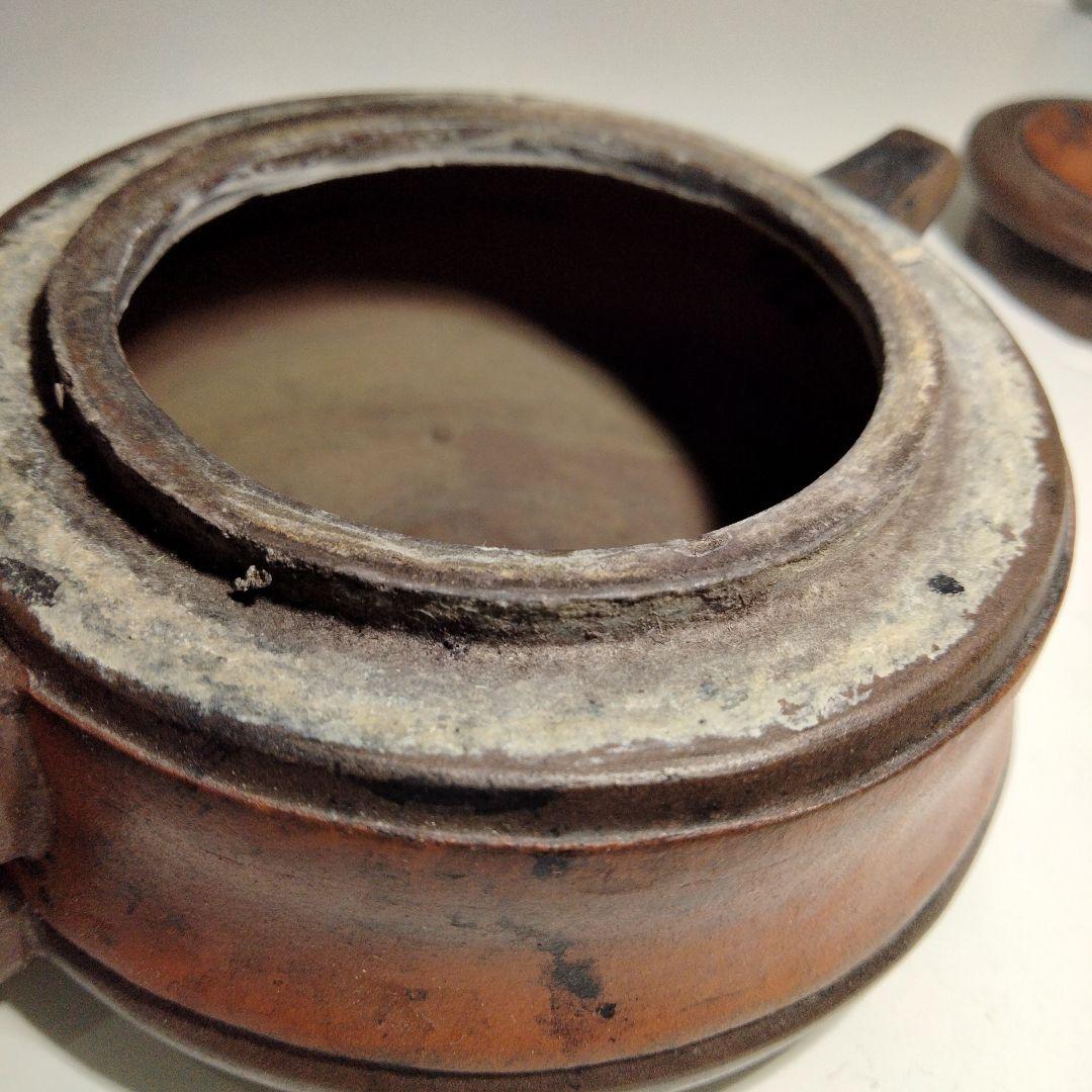 M135-3 清朝期 万豊順記款 (萬豊順記) 平底 紫砂壺 朱泥壺 紫砂急須