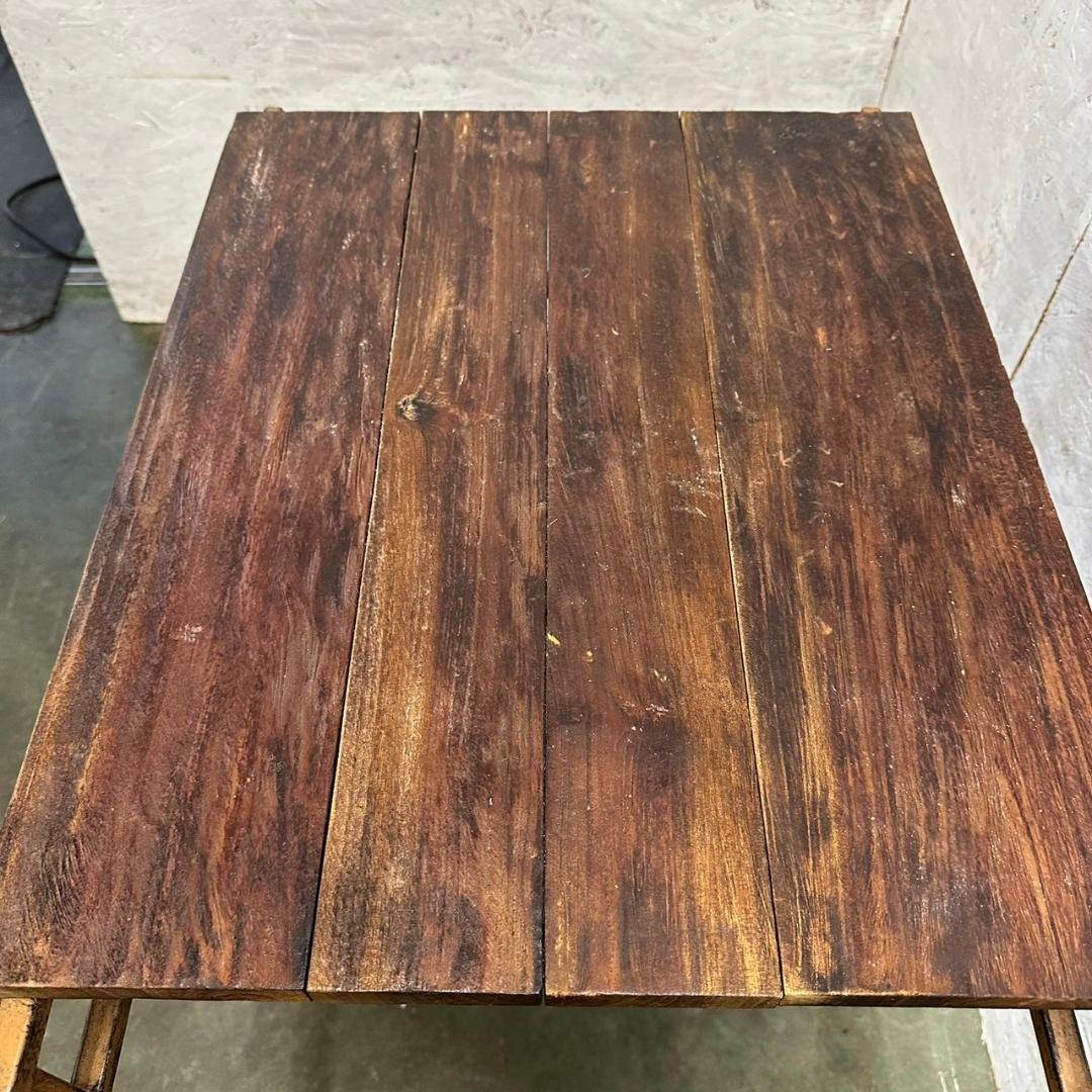 ウッドテーブル アンティーク オールド加工 アイアン家具 Y0286