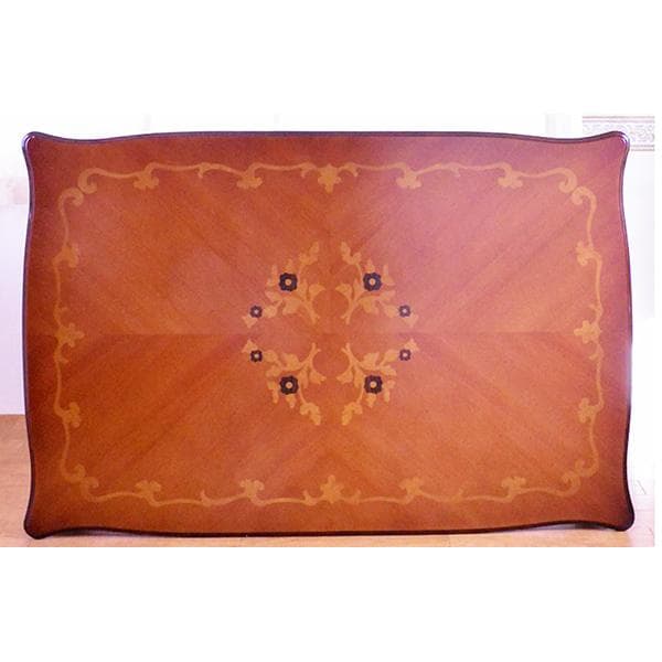 新品　マホガニー テーブル 食卓机 四角 花柄　135cm 保護カバーサービス中