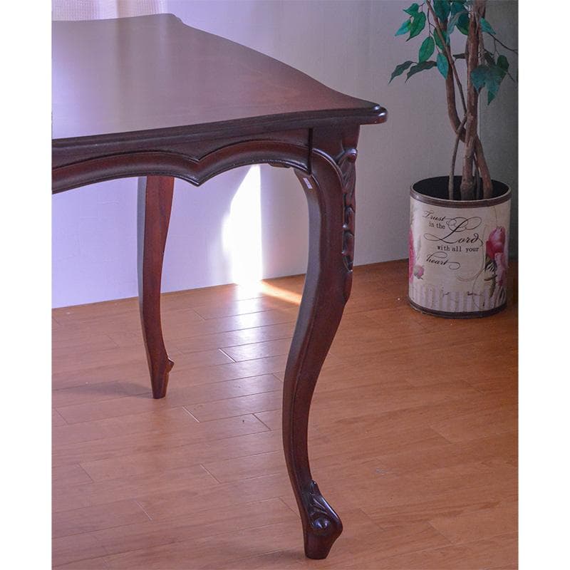 新品　マホガニー テーブル 食卓机 四角 花柄　135cm 保護カバーサービス中