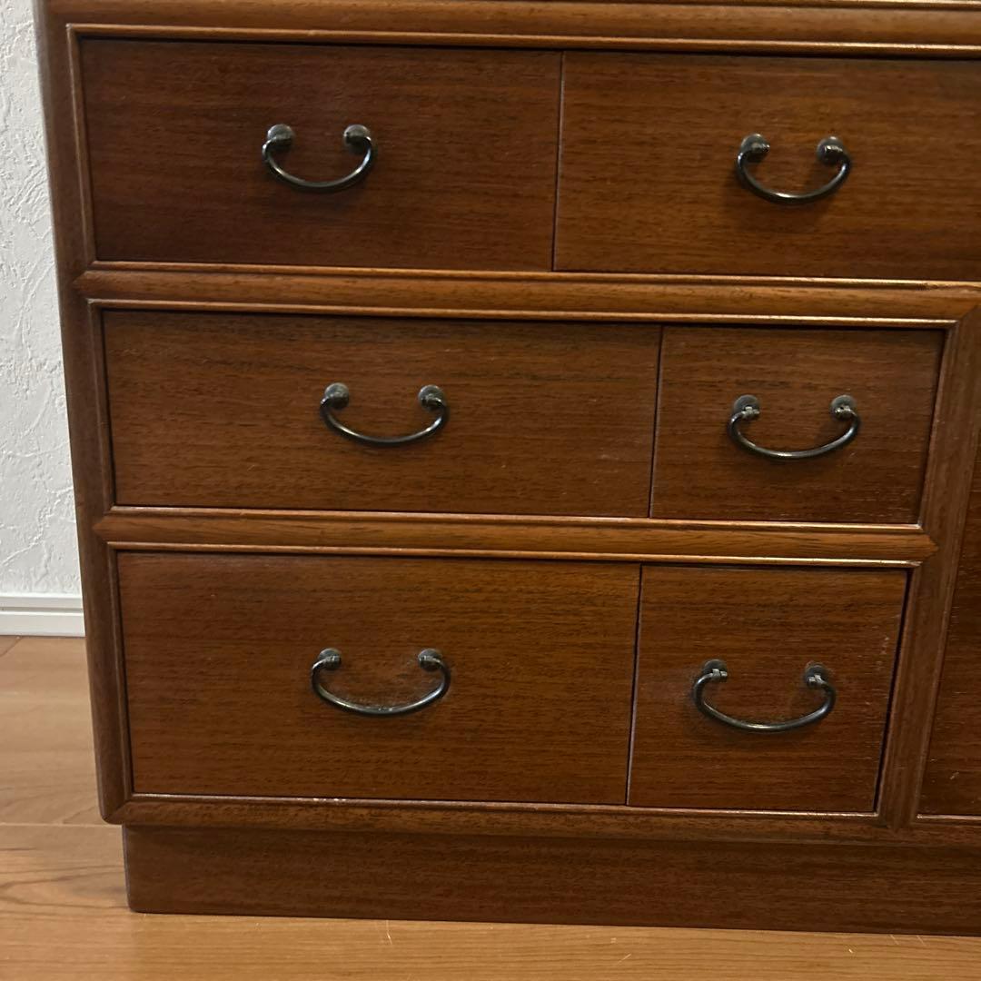 木製ダークブラウン収納棚 12引き出し アンティーク タンス 箪笥 古家具