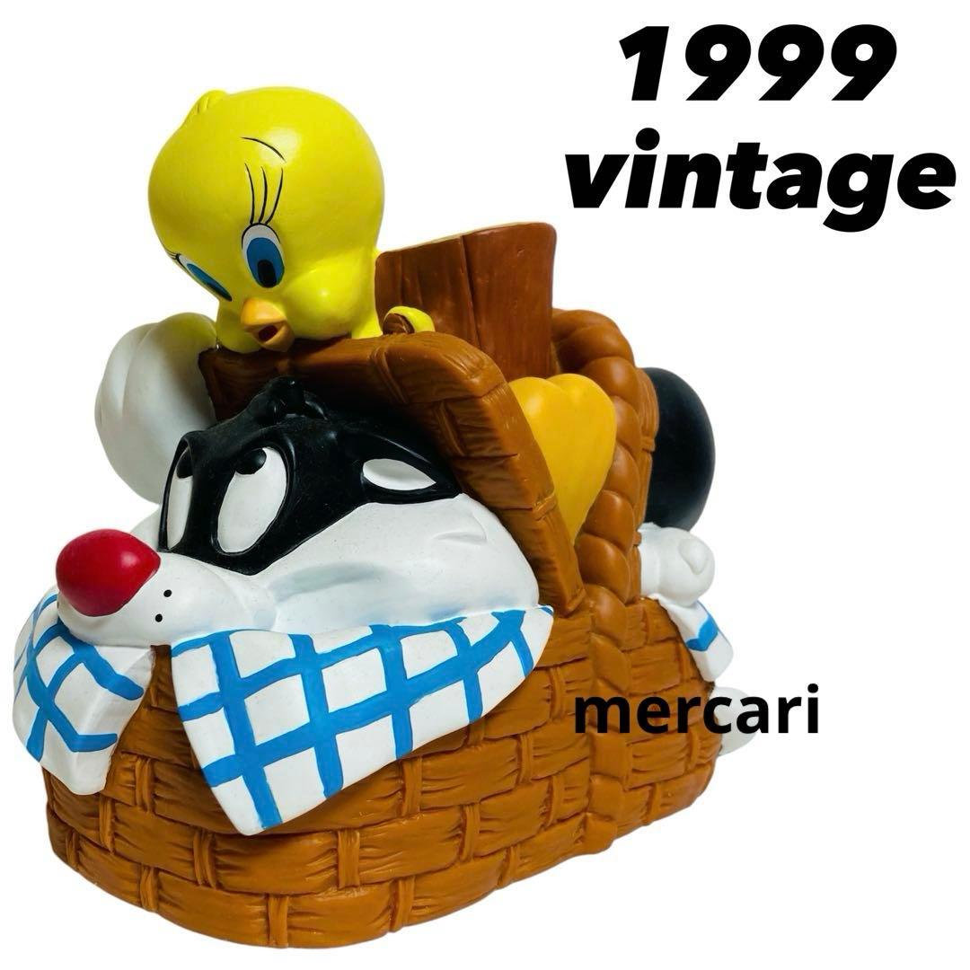 ★希少1999年ヴィンテージ　トゥイーティー＆シルベスター　ソフビ貯金箱　80