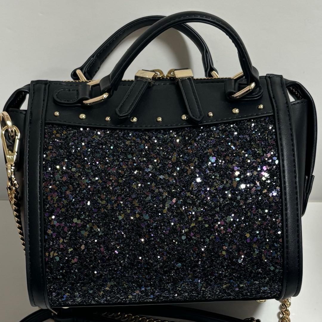DIANA ミニボストンバッグ グリッター ブラック