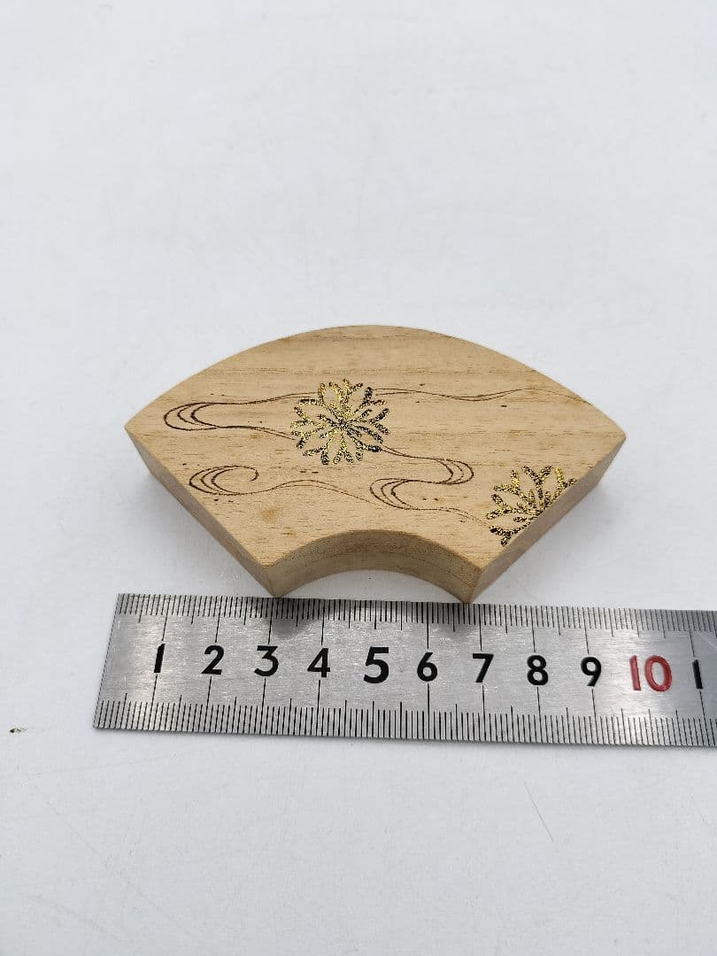 c628 香合 木地 扇面 海松蒔絵 畑幸春 木箱 茶道具 古物