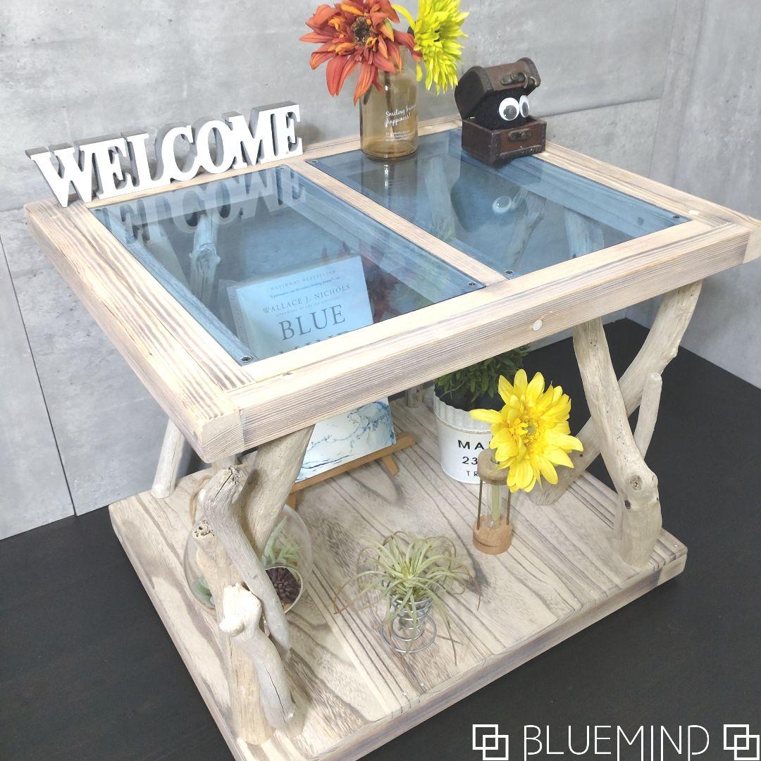 No.1201 ブルーアクリルの流木テーブル 流木インテリア