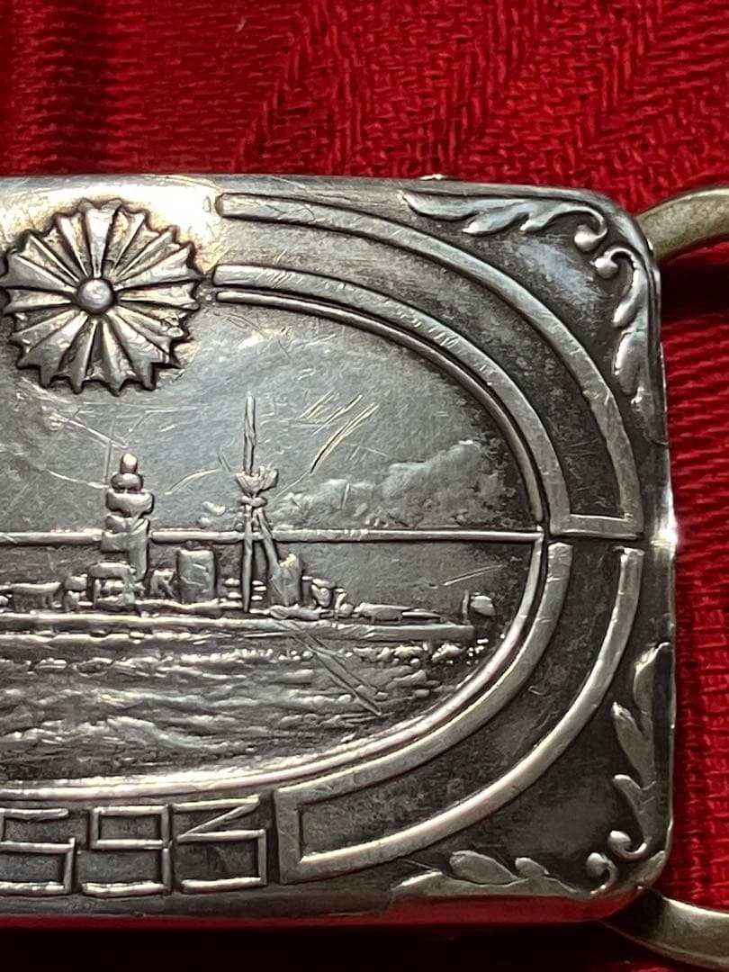 純銀　バックル　スターリングシルバー　皇紀2593（1933）年　海軍特別大演習