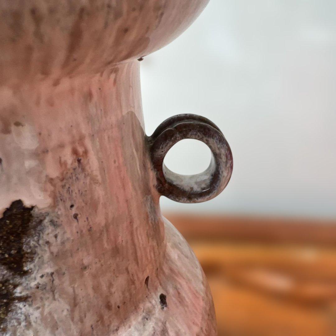 骨董　取っ手付き陶器花瓶 ホワイトとブラック